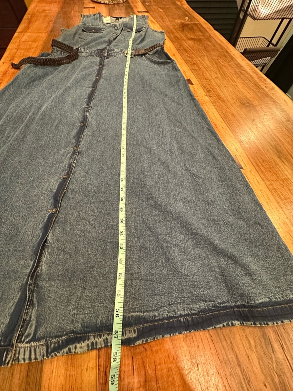 Ashley Stewart Denim Maxi Dress Size 16 NWT Bohemian Western Coastal Cowgirl - Picture 10 of 10